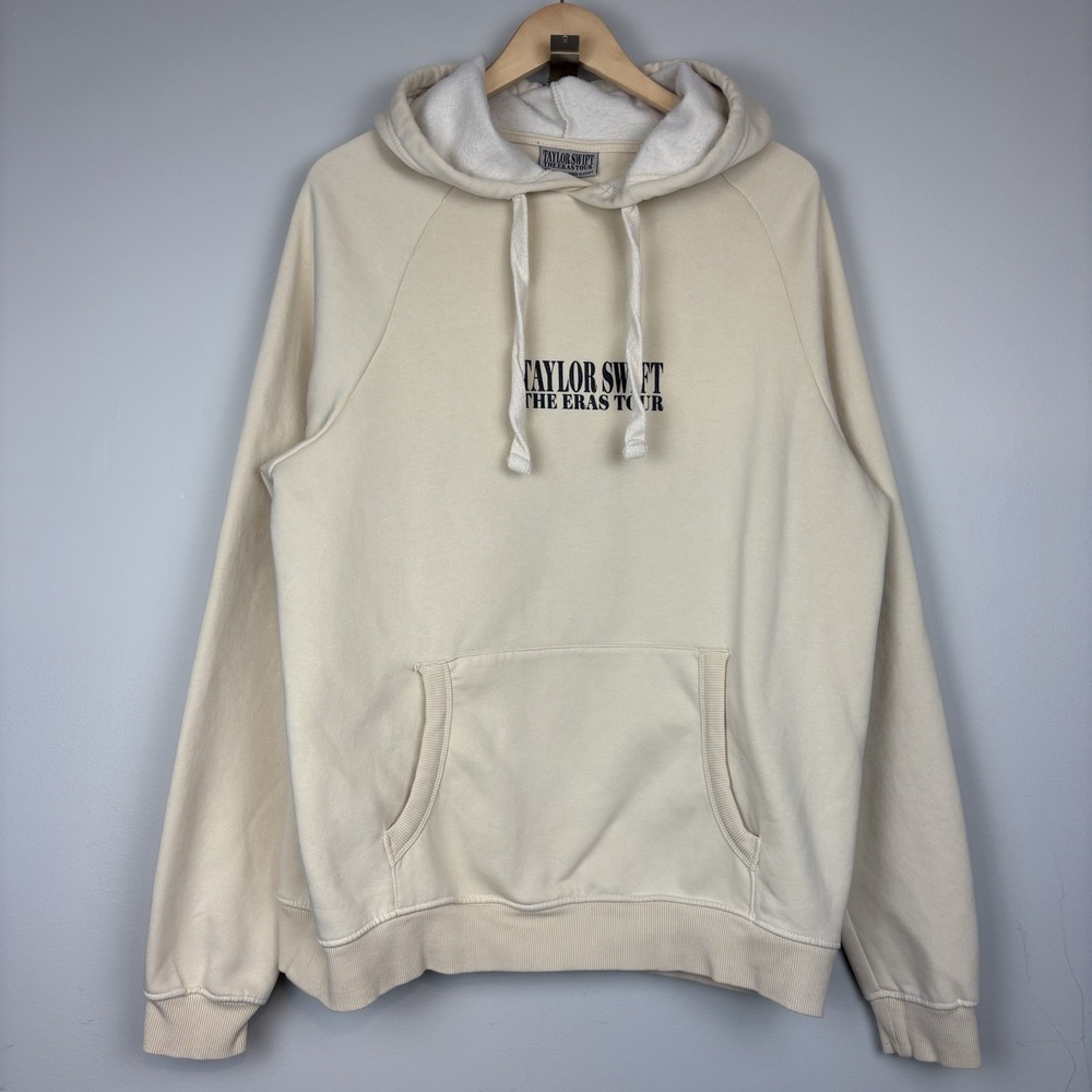 Official Taylor Swift The Eras Tour Pullover Hooded Sweatshirt Hoodie Cream Sz M